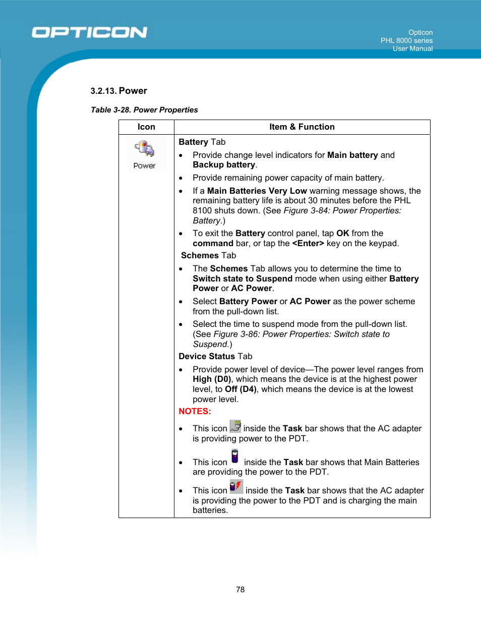 Opticon PHL 8000 User Manual | Page 78 / 113