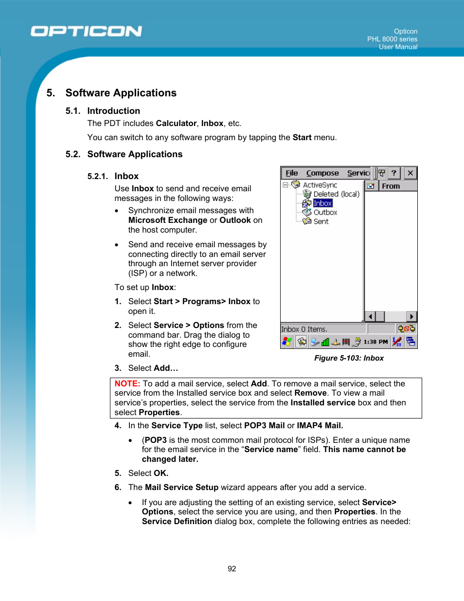 Software applications | Opticon PHL 8000 User Manual | Page 92 / 113