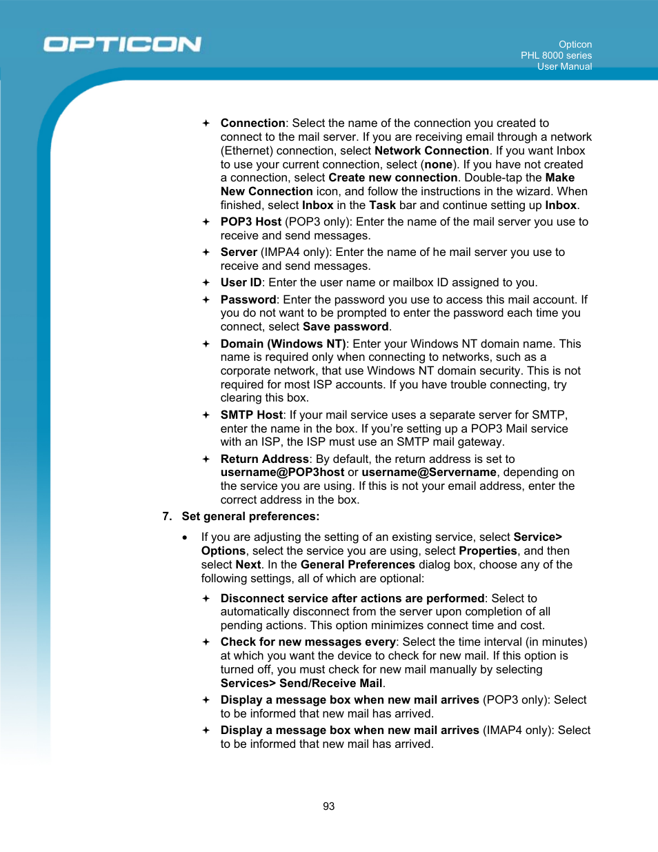 Opticon PHL 8000 User Manual | Page 93 / 113