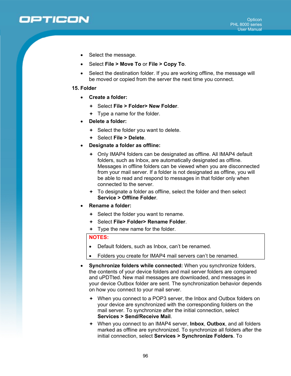 Opticon PHL 8000 User Manual | Page 96 / 113