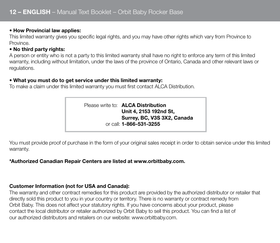 Orbit Baby G3 Rocker Base User Manual | Page 12 / 56