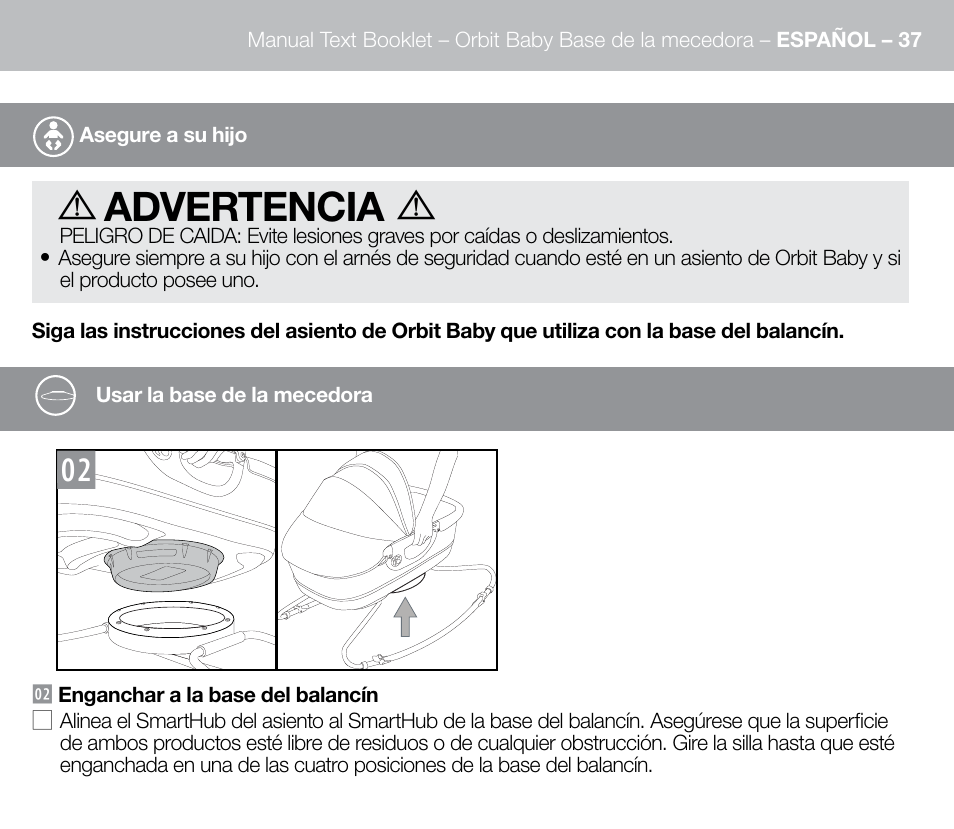 Advertencia | Orbit Baby G3 Rocker Base User Manual | Page 37 / 56