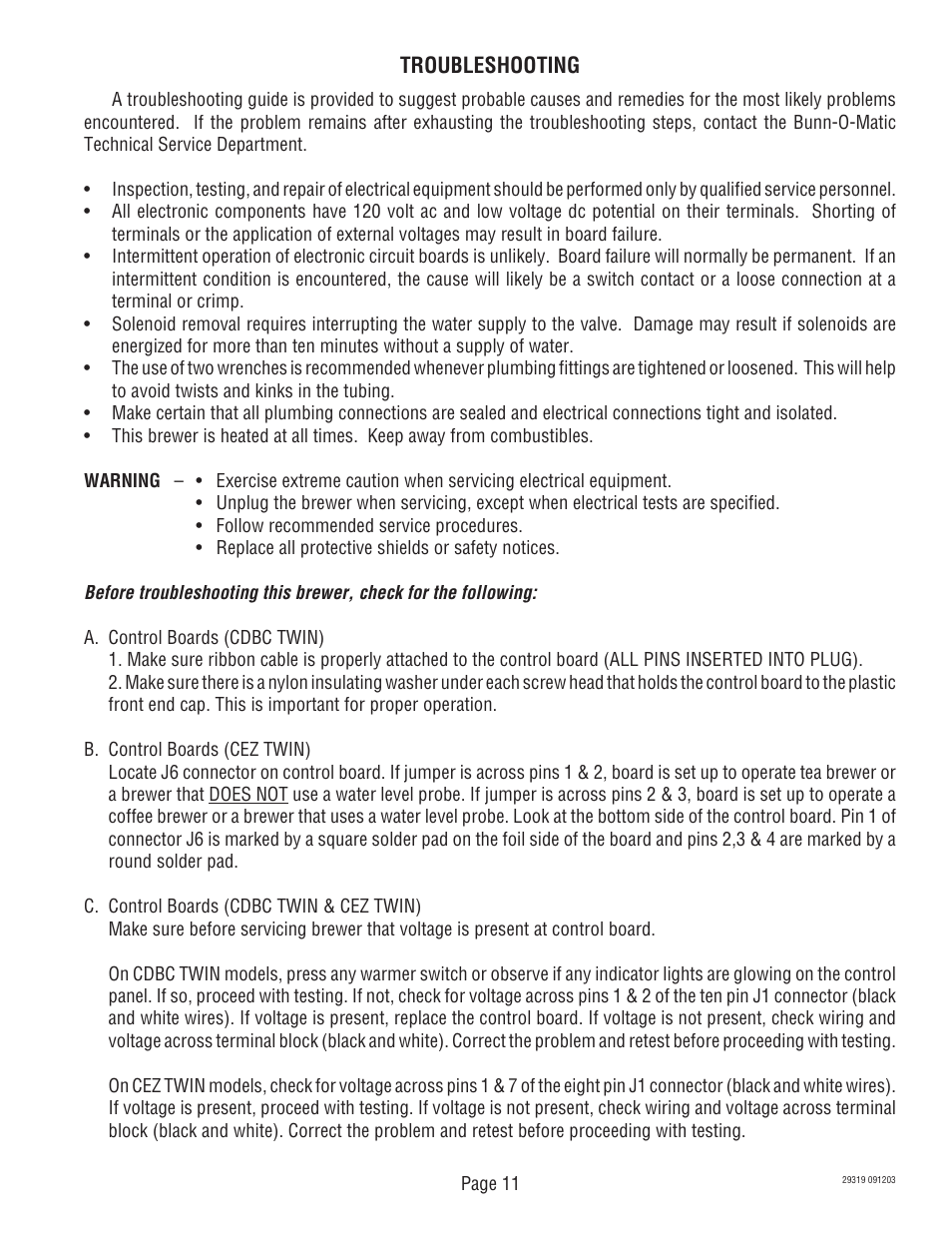 Bunn CDBC TWIN User Manual | Page 11 / 36