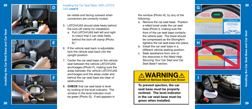 Warning | Orbit Baby G3 Infant Car Seat and Base User Manual | Page 20 / 49