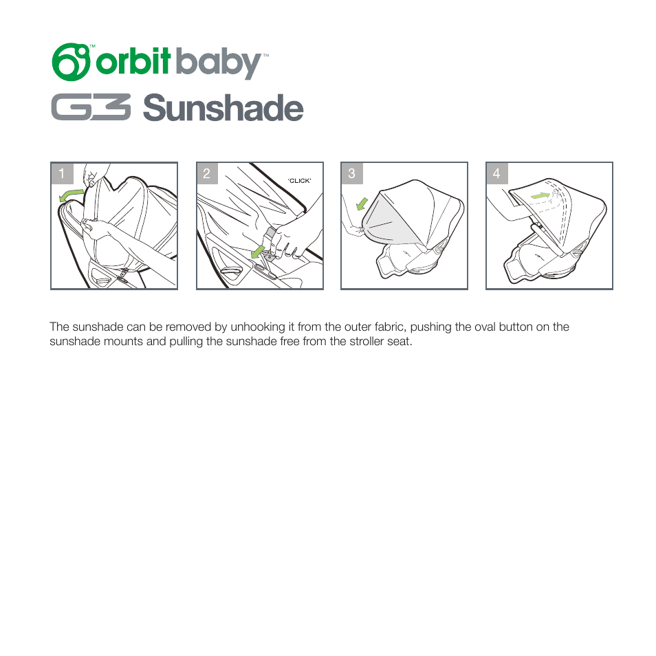 Orbit Baby G3 Sunshade for Stroller Seat User Manual | 1 page