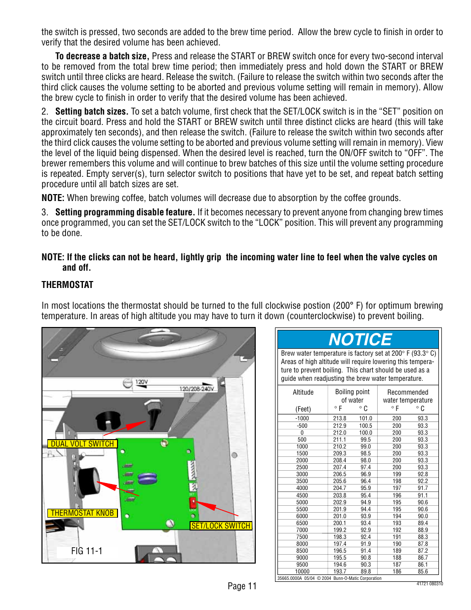 Notice, Page 11, Fig 11-1 | Bunn 10690 User Manual | Page 11 / 17