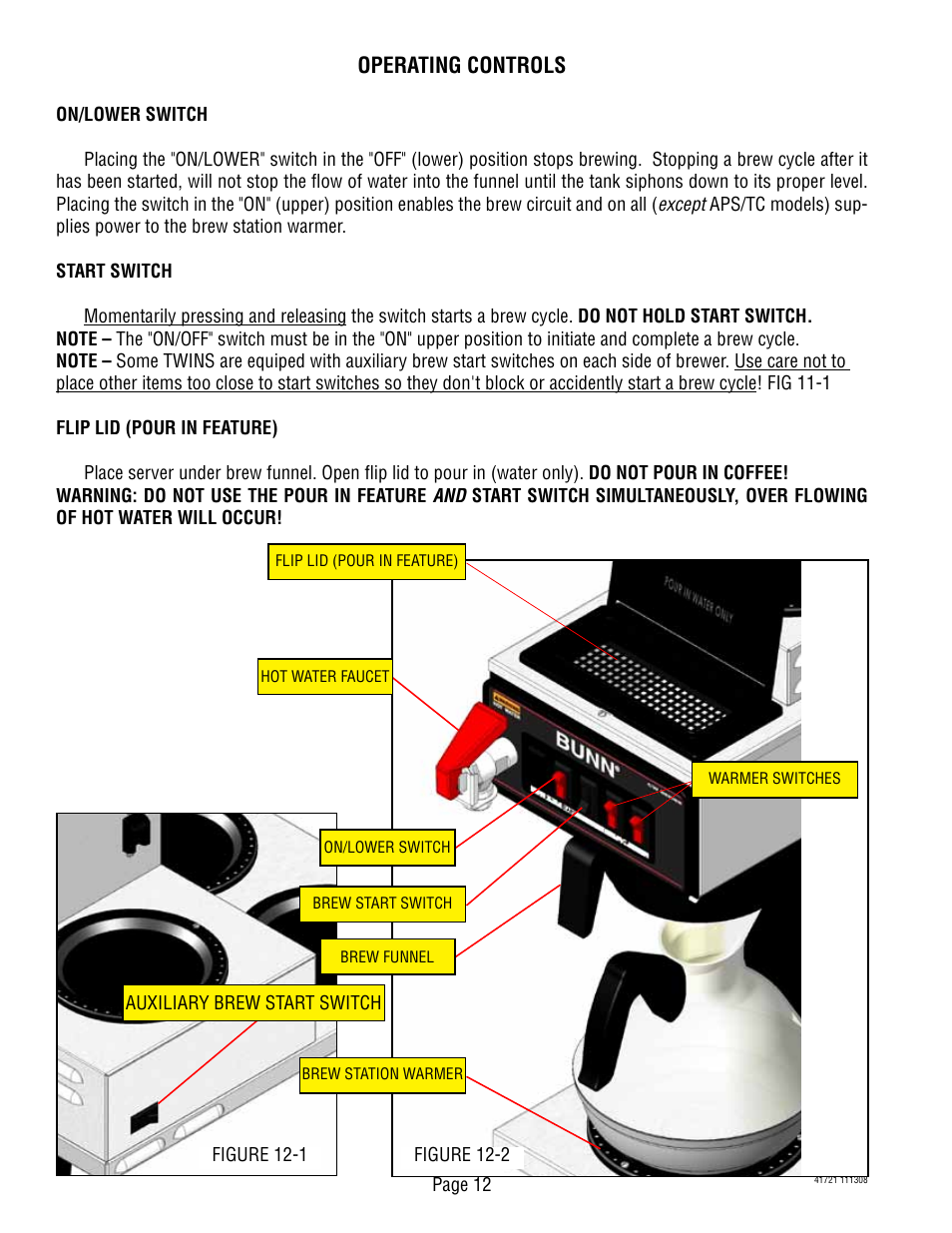 Operating controls | Bunn 10690 User Manual | Page 12 / 17