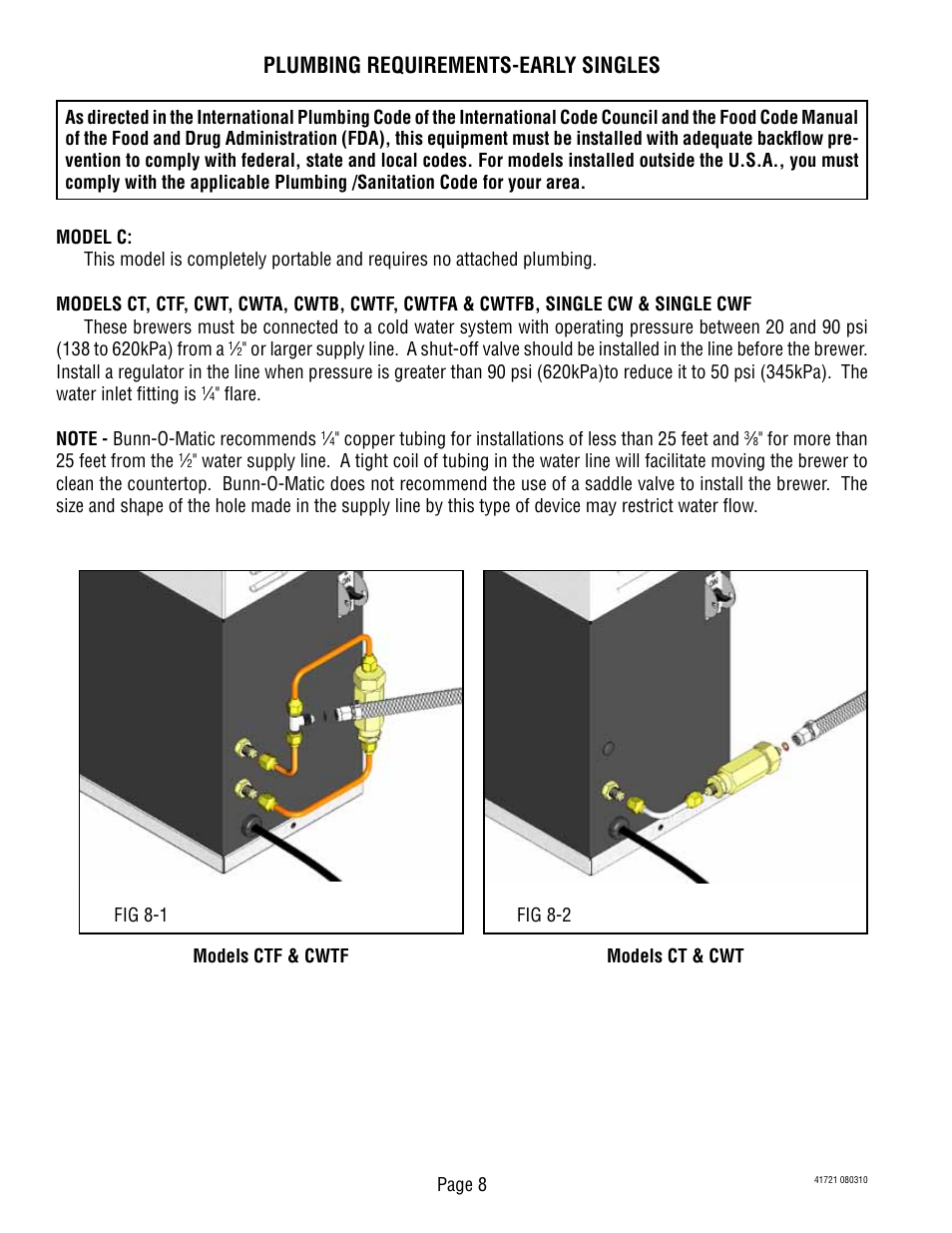Plumbing requirements-early singles | Bunn 10690 User Manual | Page 8 / 17