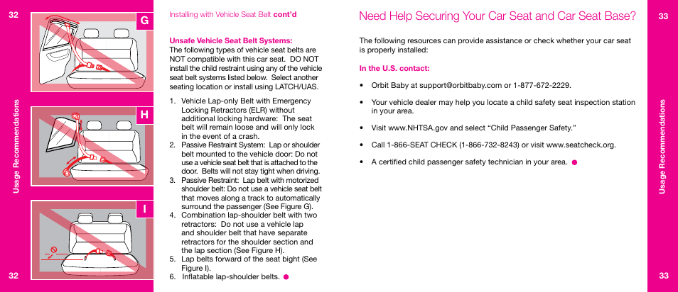 Need help securing your car seat and car seat base, Ih g | Orbit Baby Infant Car Seat G2 and Base G2 User Manual | Page 17 / 49