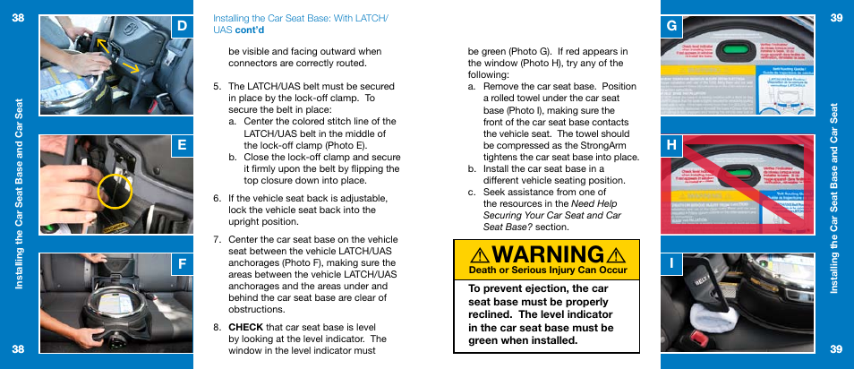 Warning | Orbit Baby Infant Car Seat G2 and Base G2 User Manual | Page 20 / 49