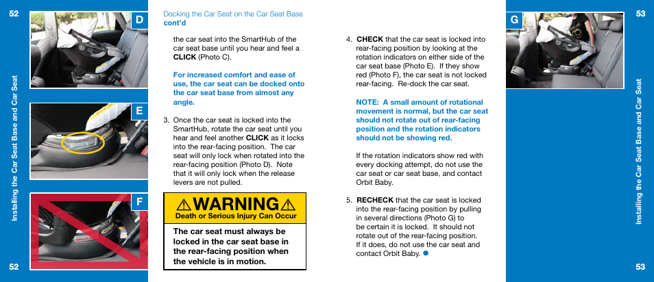 Warning, Gf e d | Orbit Baby Infant Car Seat G2 and Base G2 User Manual | Page 27 / 49