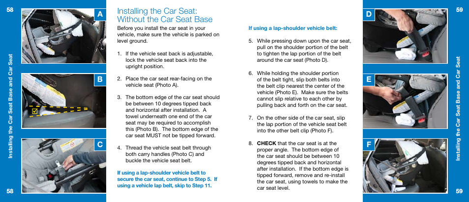 Installing the car seat: without the car seat base | Orbit Baby Infant Car Seat G2 and Base G2 User Manual | Page 30 / 49