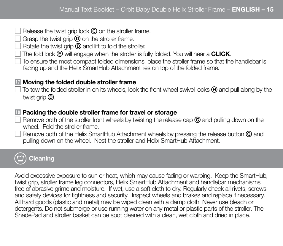 Orbit Baby Double Helix Stroller Frame User Manual | Page 23 / 28