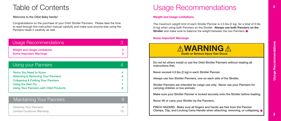 Orbit Baby Stroller Panniers User Manual | Page 2 / 7