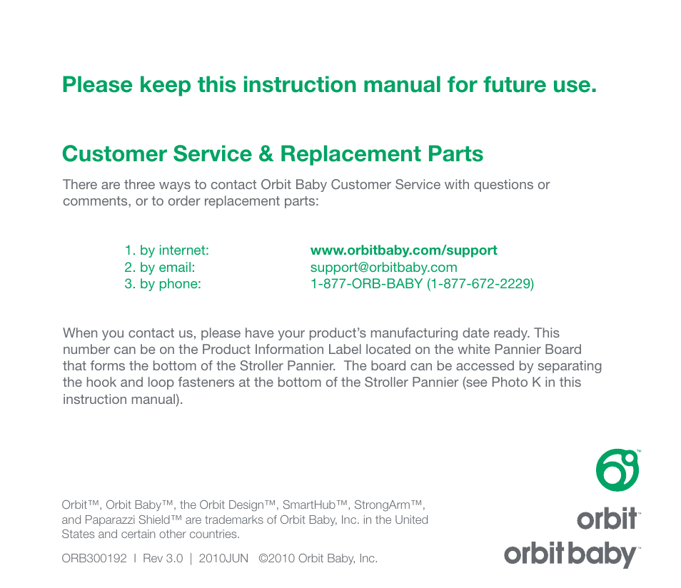 Orbit Baby Stroller Panniers User Manual | Page 7 / 7