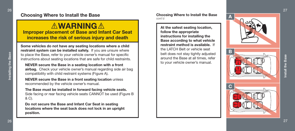 Warning | Orbit Baby Infant Car Seat and generation-one Base User Manual | Page 14 / 47