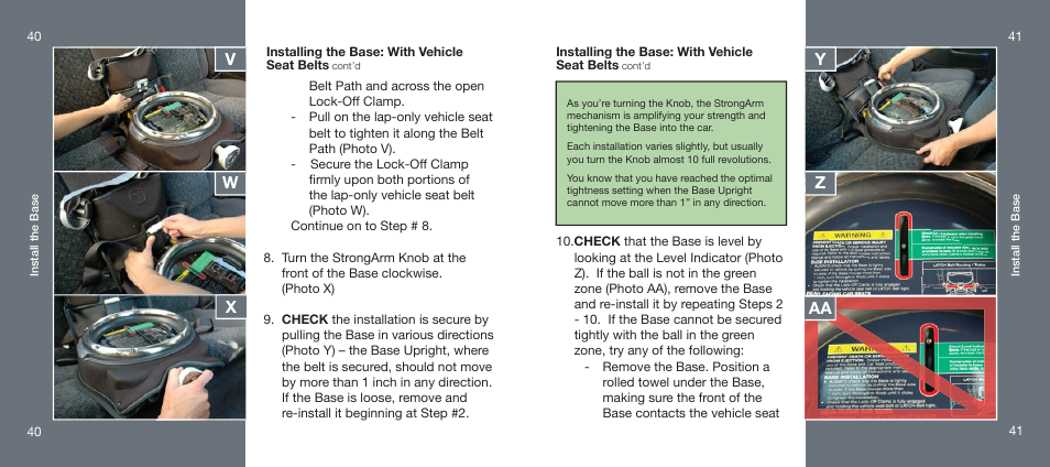 Yz aa v w x | Orbit Baby Infant Car Seat and generation-one Base User Manual | Page 21 / 47