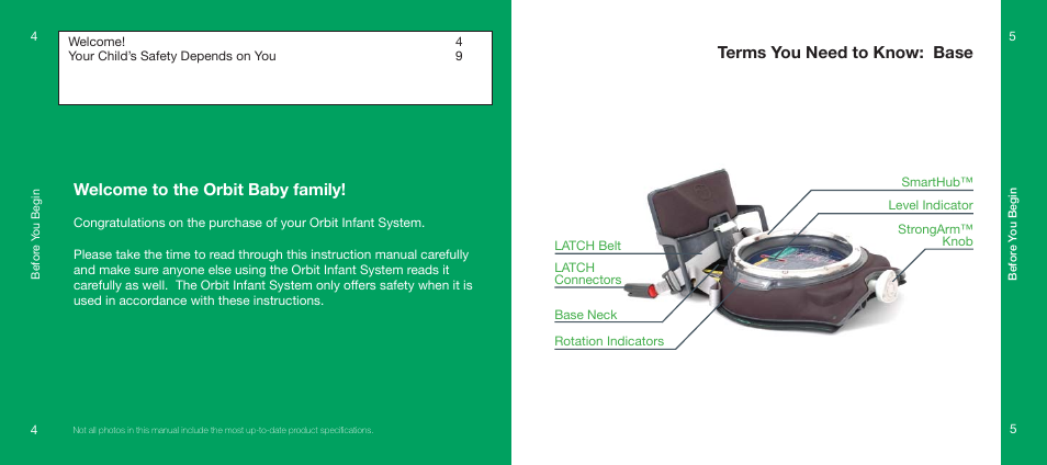 Orbit Baby Infant Car Seat and generation-one Base User Manual | Page 3 / 47