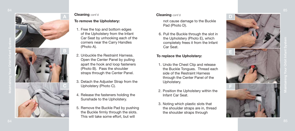 Ab c, De f | Orbit Baby Infant Car Seat and generation-one Base User Manual | Page 43 / 47
