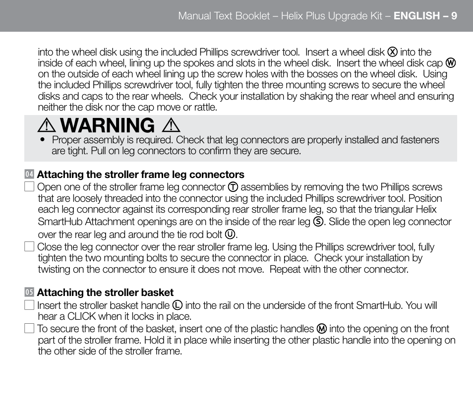 Warning | Orbit Baby Helix Plus Double Stroller Version B User Manual | Page 17 / 32