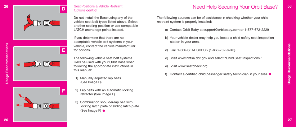 Need help securing your orbit base, De f | Orbit Baby Generation-one Car Seat Base User Manual | Page 14 / 25