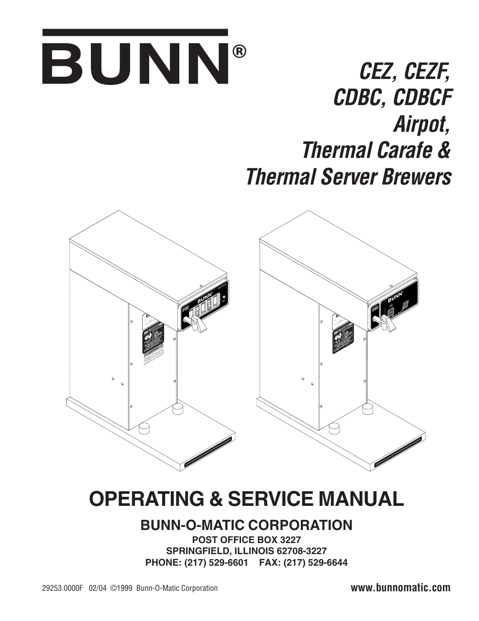 Bunn CDBCF Airpot User Manual | 34 pages