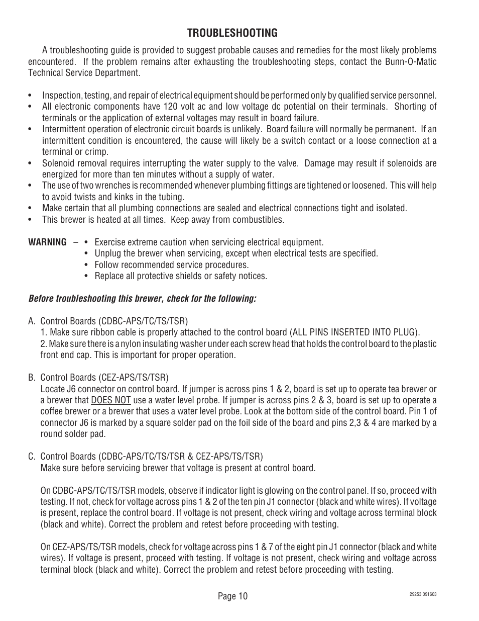Bunn CDBCF Airpot User Manual | Page 10 / 34