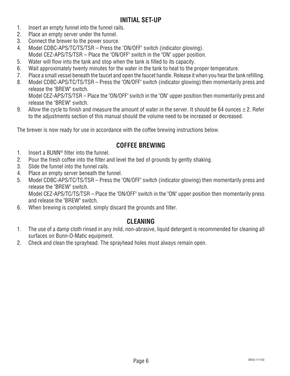 Bunn CDBCF Airpot User Manual | Page 6 / 34