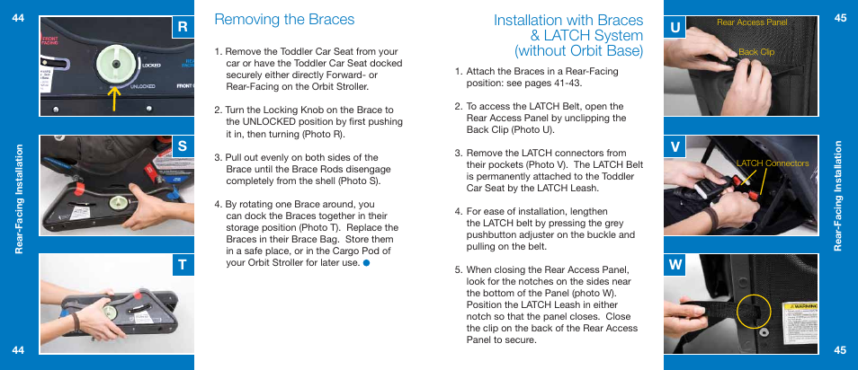 Removing the braces | Orbit Baby Generation-one Toddler Car Seat User Manual | Page 23 / 55