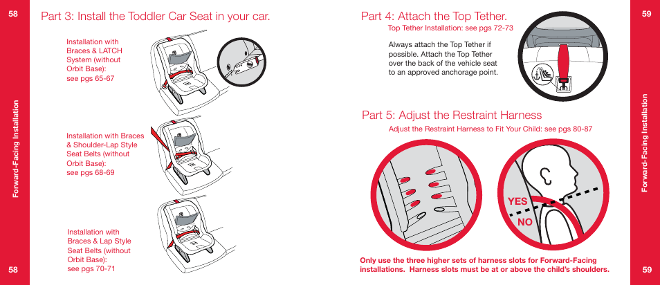 Part 5: adjust the restraint harness | Orbit Baby Generation-one Toddler Car Seat User Manual | Page 30 / 55