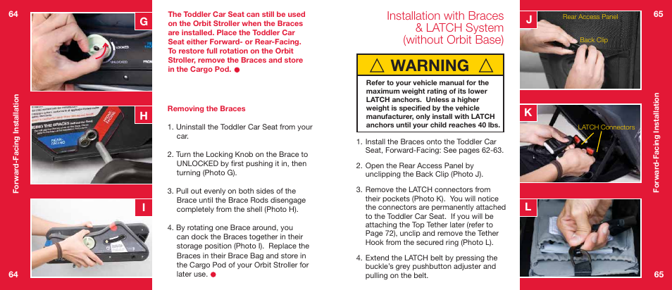 Warning, Gh i j k | Orbit Baby Generation-one Toddler Car Seat User Manual | Page 33 / 55