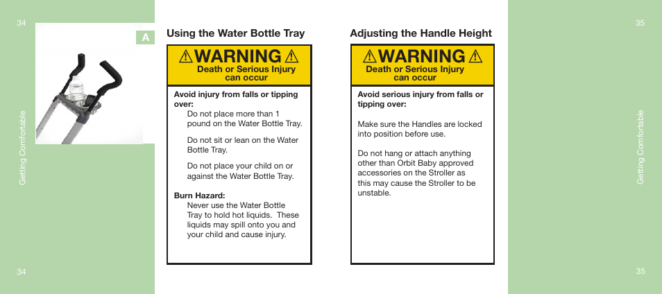Warning | Orbit Baby Generation-one Stroller User Manual | Page 18 / 25