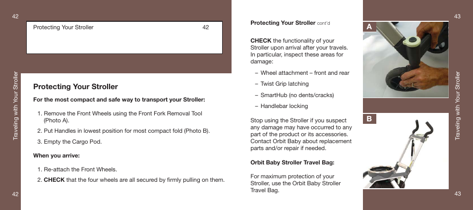 Protecting your stroller a b | Orbit Baby Generation-one Stroller User Manual | Page 22 / 25