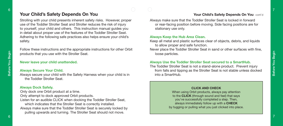 Your child’s safety depends on you | Orbit Baby Toddler Stroller Seat User Manual | Page 4 / 15