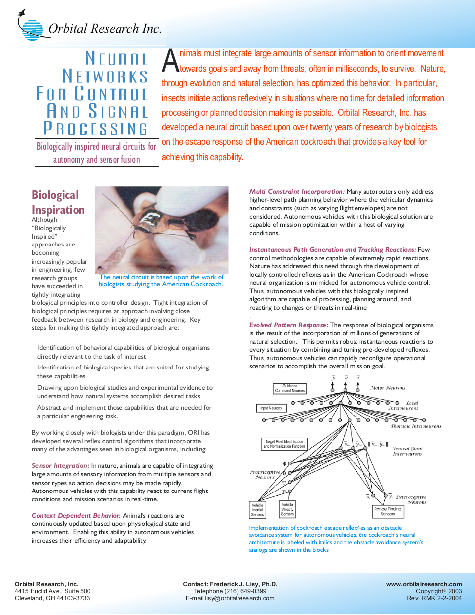 Orbital Research Neural Networks For Control and Signal Processing User Manual | 2 pages