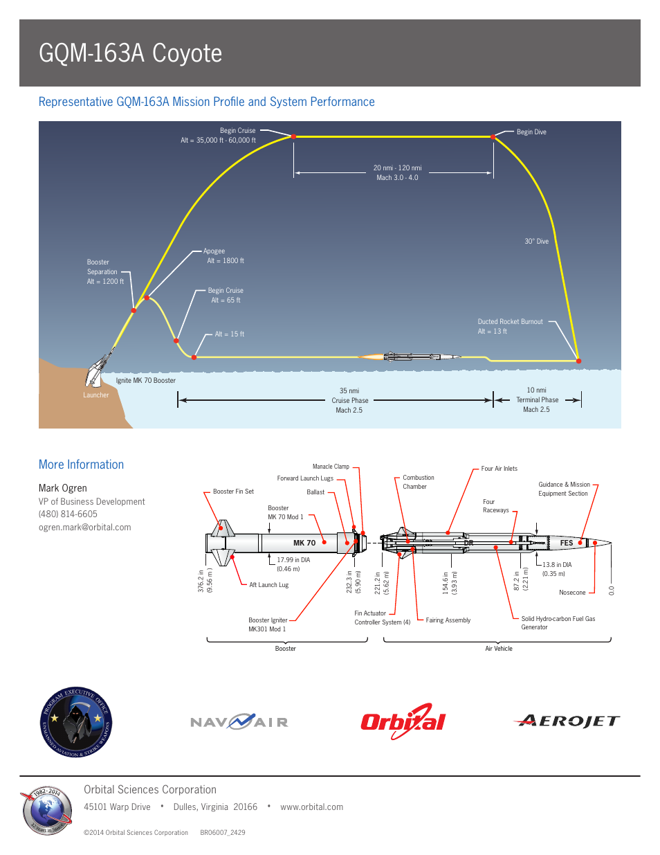 Gqm-163a coyote, Orbital sciences corporation, Mark ogren | Orbital GQM-163A Coyote User Manual | Page 2 / 2