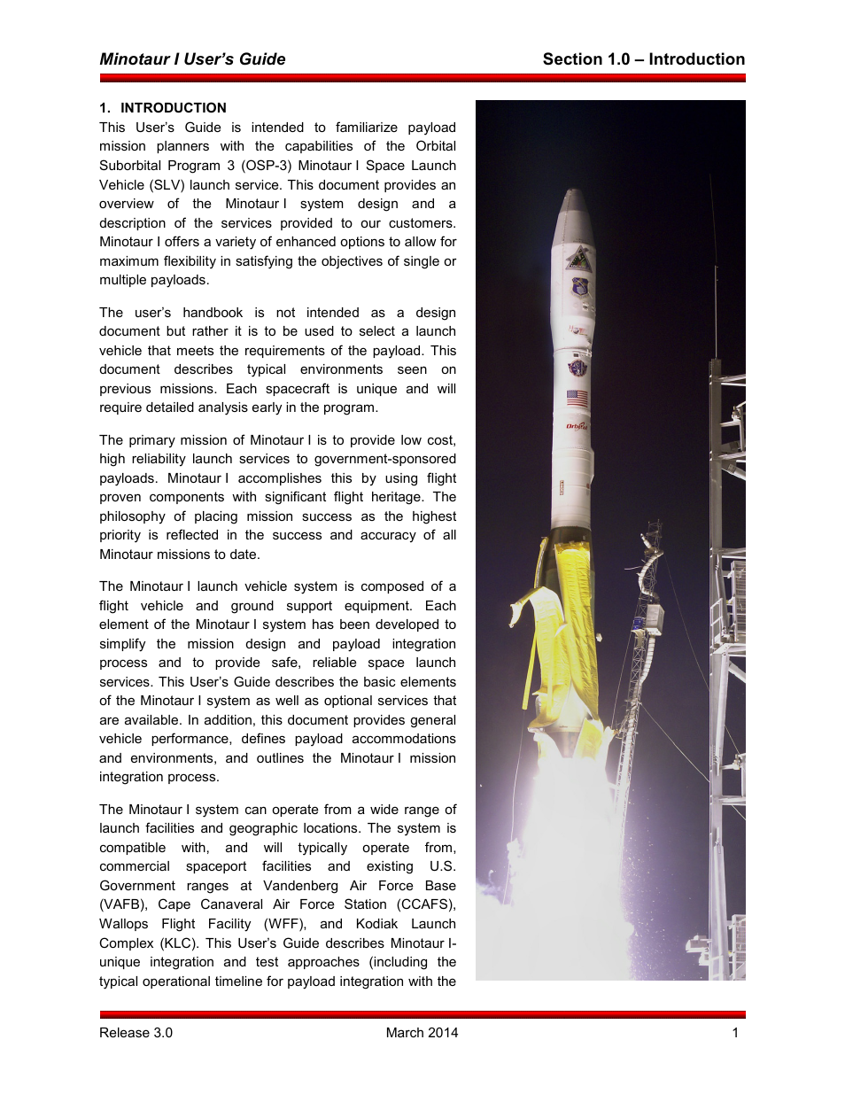 Introduction, Minotaur i user’s guide | Orbital Minotaur I User Manual | Page 14 / 99