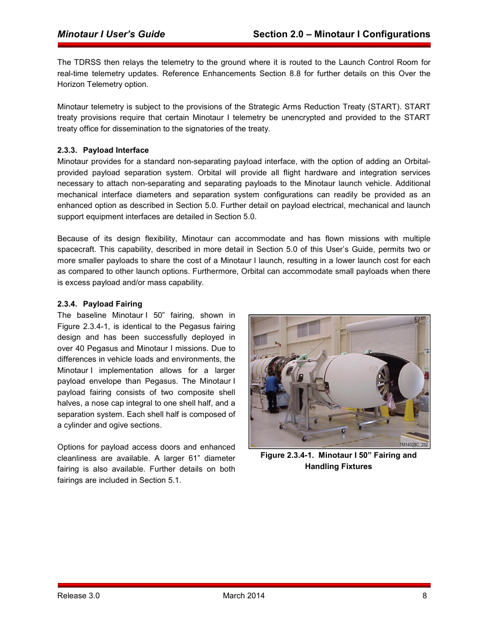 Payload interface, Payload fairing | Orbital Minotaur I User Manual | Page 21 / 99