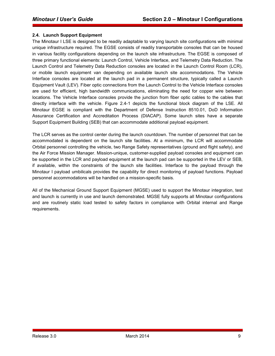 Launch support equipment | Orbital Minotaur I User Manual | Page 22 / 99