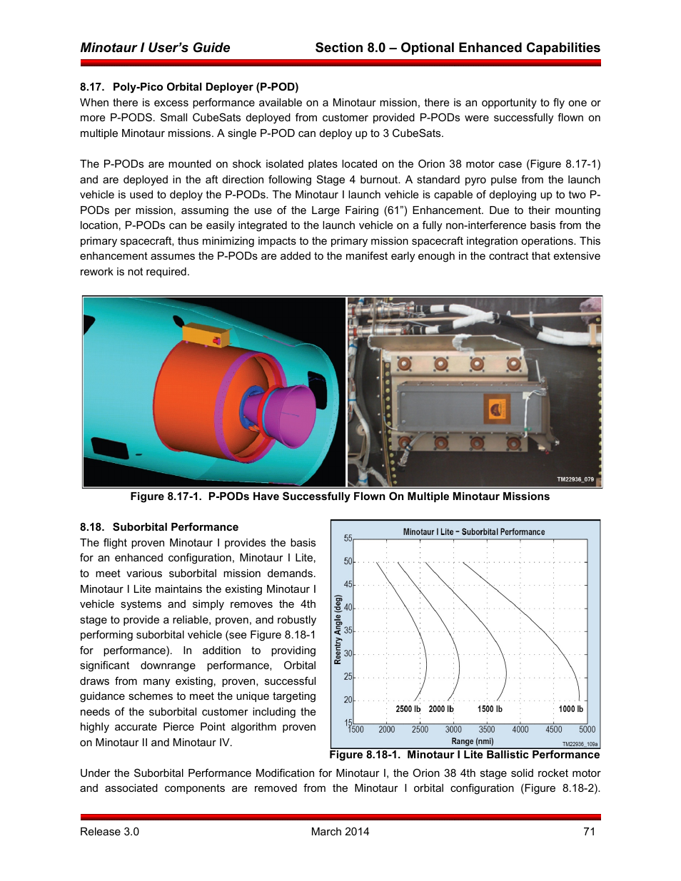 Poly-pico orbital deployer (p-pod), Suborbital performance | Orbital Minotaur I User Manual | Page 84 / 99