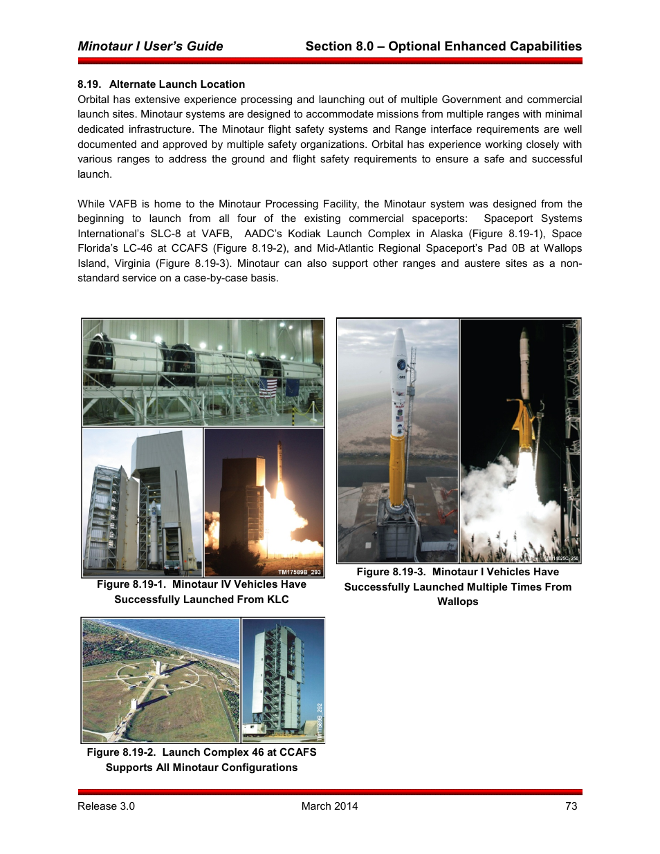 Alternate launch location | Orbital Minotaur I User Manual | Page 86 / 99