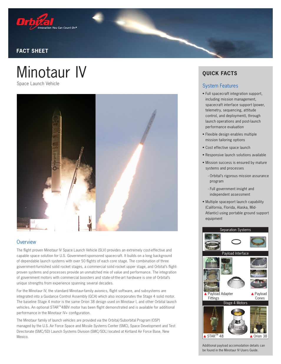 Orbital Minotaur IV User Manual | 2 pages