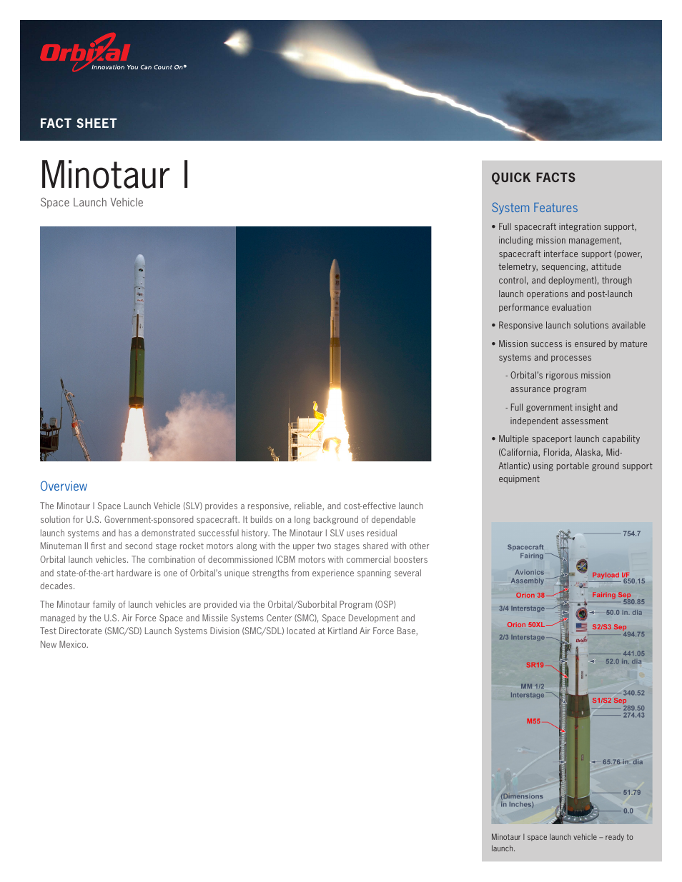 Orbital Minotaur I User Manual | 2 pages