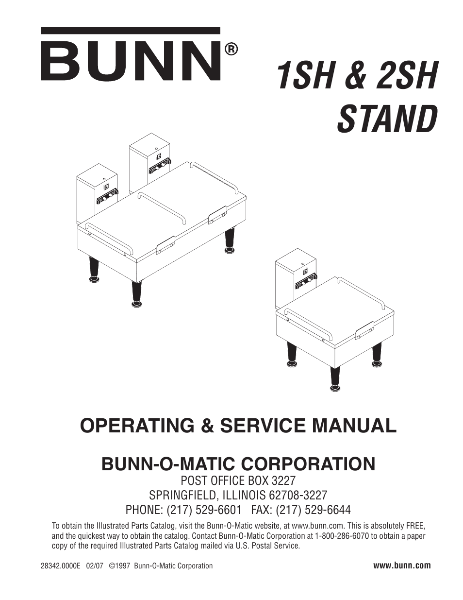 Bunn 1SH & 2SH STAND User Manual | 10 pages