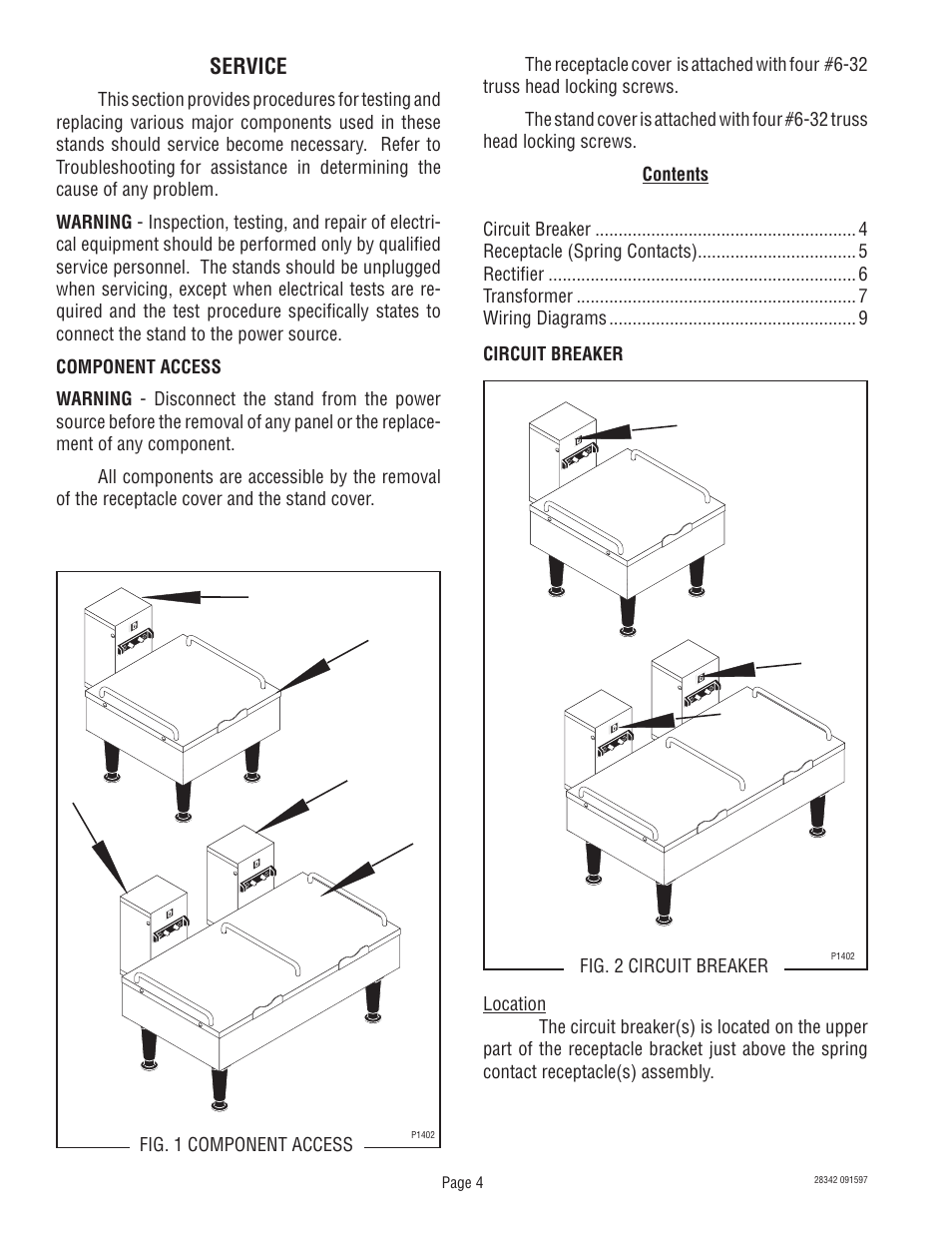 Service | Bunn 1SH & 2SH STAND User Manual | Page 4 / 10