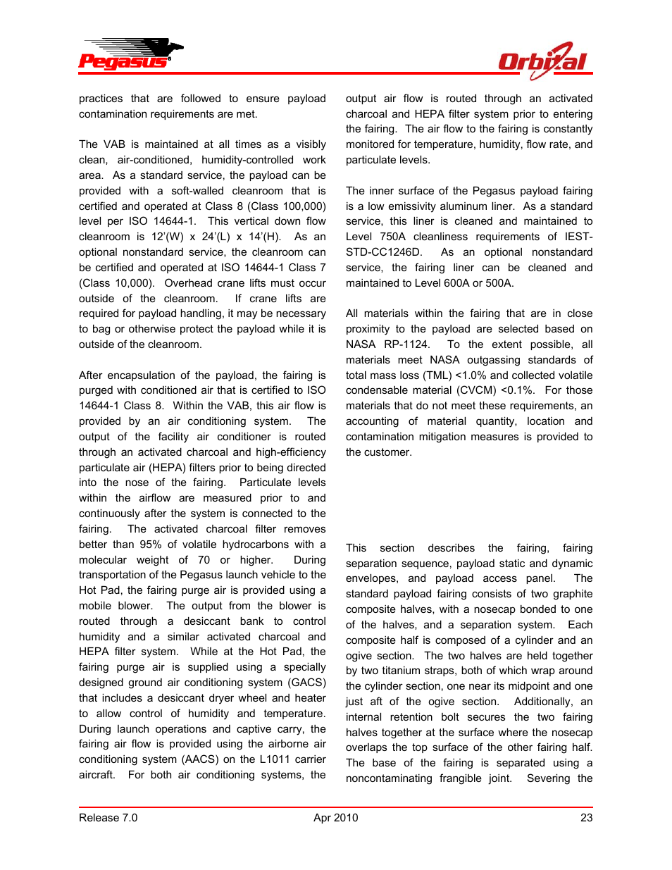 Pegasus user’s guide | Orbital Pegasus User Manual | Page 34 / 92