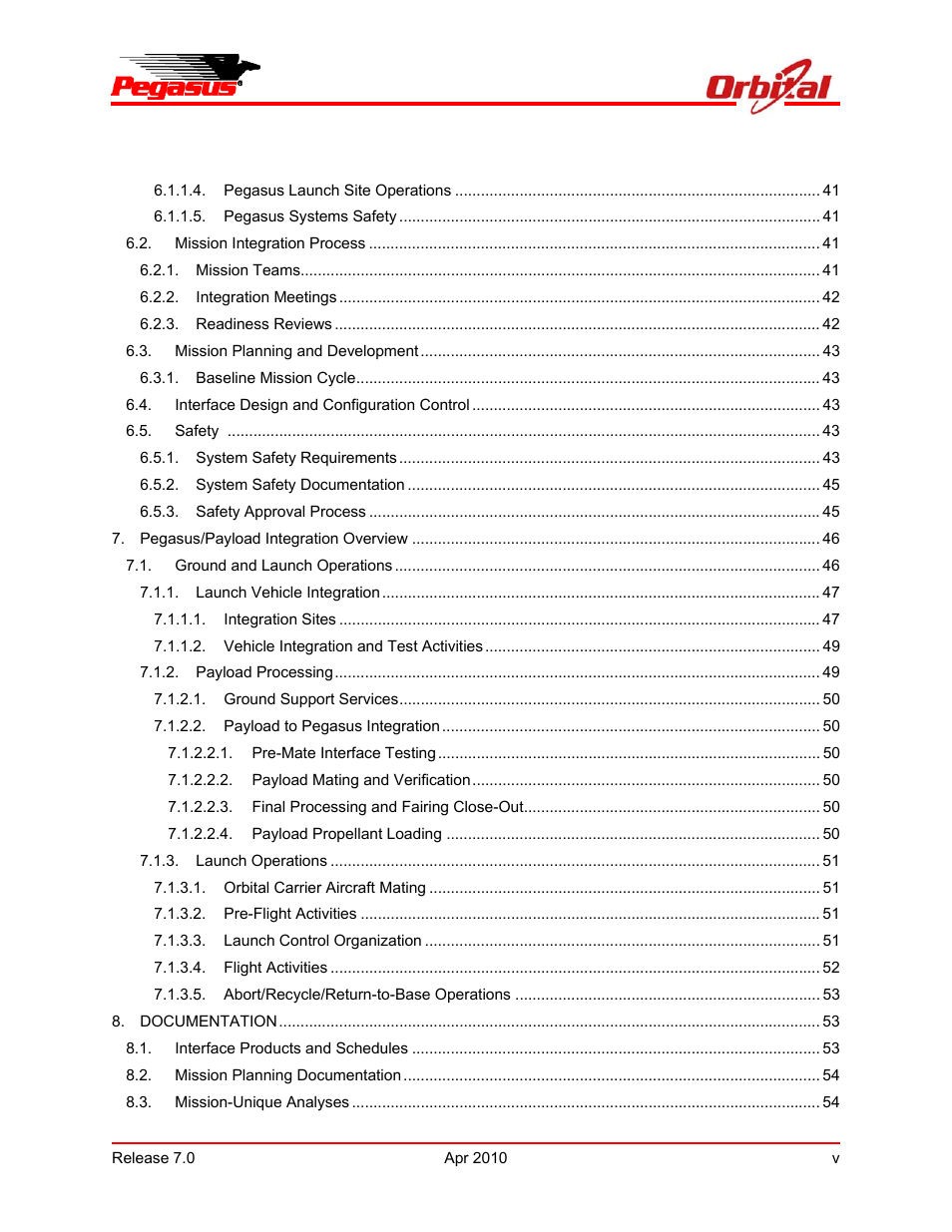 Pegasus user’s guide | Orbital Pegasus User Manual | Page 5 / 92