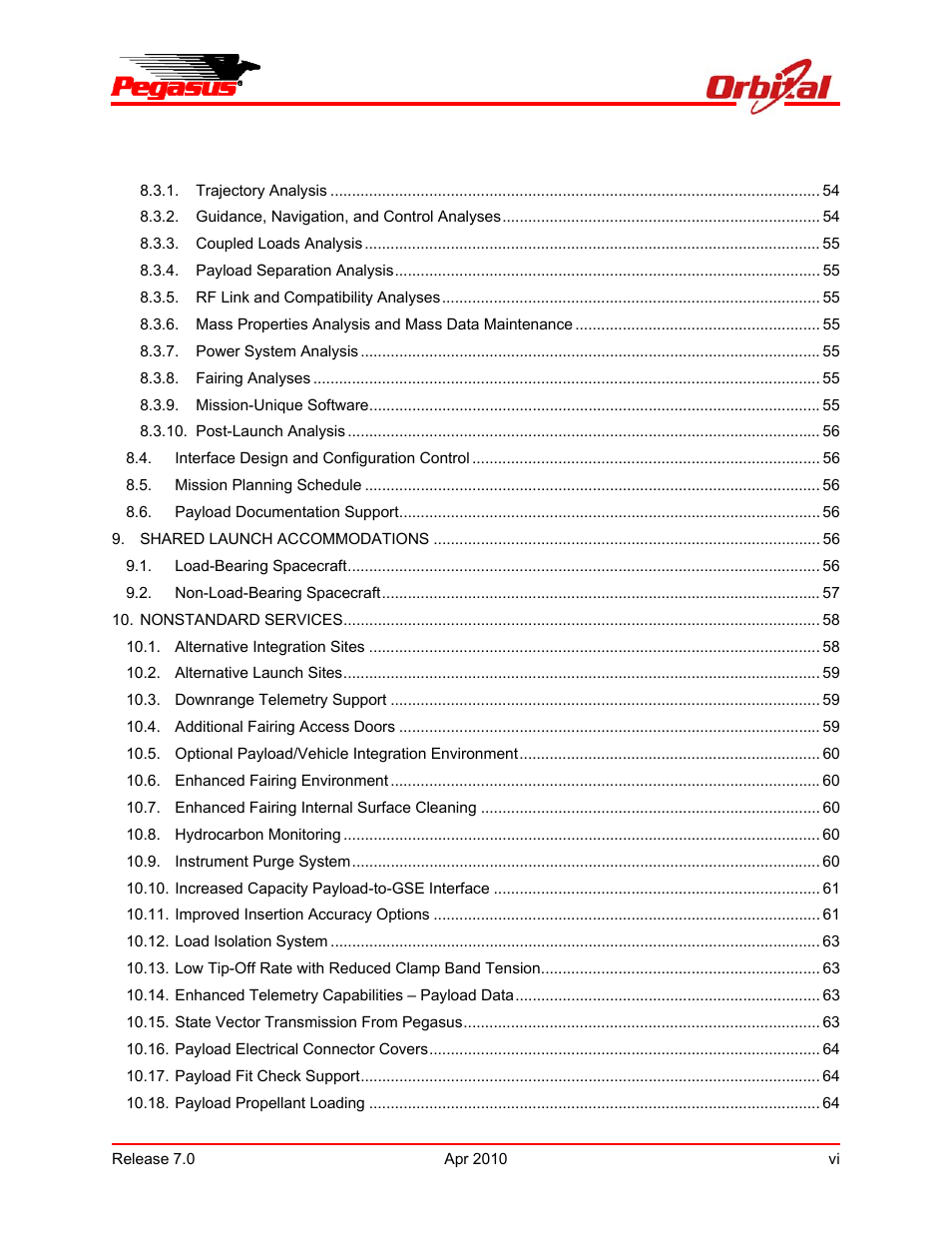 Pegasus user’s guide | Orbital Pegasus User Manual | Page 6 / 92