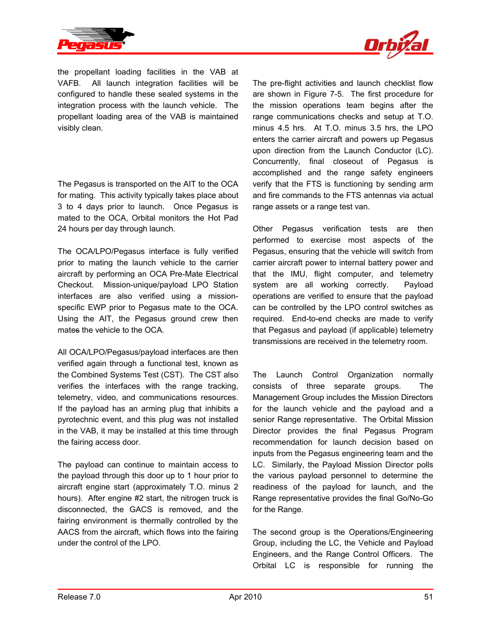 Pegasus user’s guide | Orbital Pegasus User Manual | Page 62 / 92