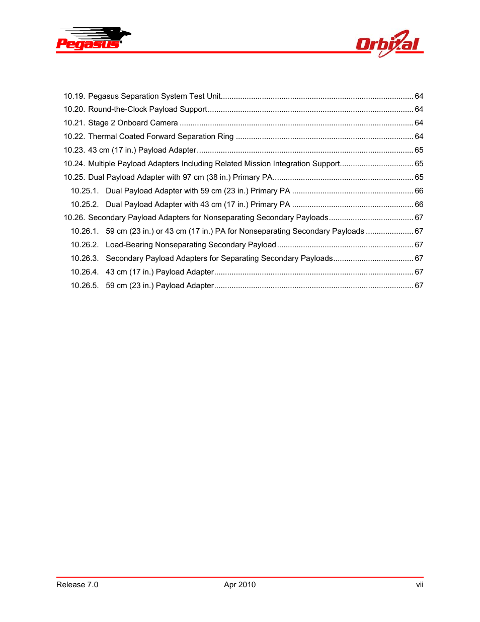 Pegasus user’s guide | Orbital Pegasus User Manual | Page 7 / 92